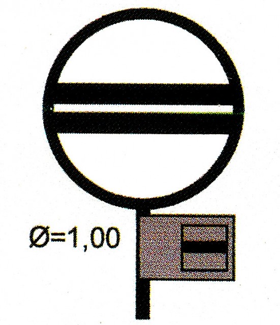 Voyant P.O. à une direction (d'après Wurmser). Le cache avec la fente (ici noire) masque la lanterne.